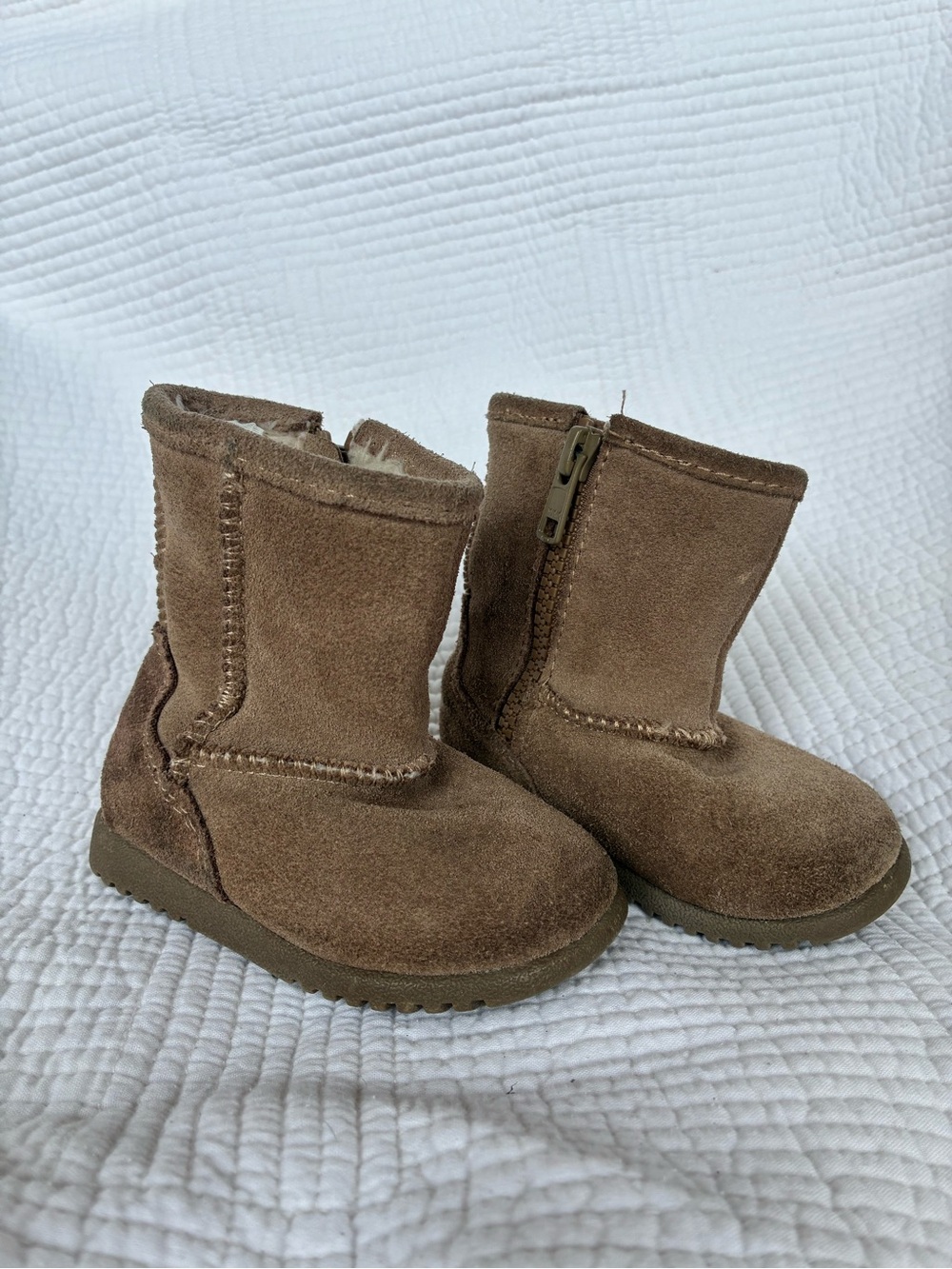 Circo Brown Suede Kids Booties with Side Zip